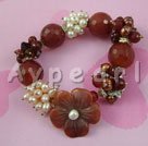 Discount pearl and agate stretch bracelet