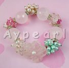 pearl and rose quartz crystal stretch bracelet