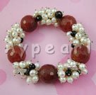 faceted pearl and red carnelian bracelet under $ 15