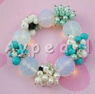 pearl and moonstone crystal and turquoise stretch bracelet Under $ 20