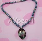 Handmade black pearl crystal necklace