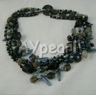 pearl and agate and glitter stone strand necklace under $ 40