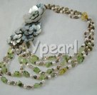 pearl and smoky crystal and shell flower necklace