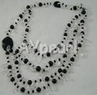 black agate and smoky quartz strand necklace Under $ 40