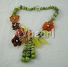 olive jade flower necklace