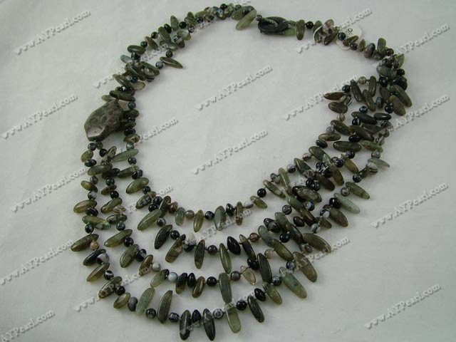 black agate and glitter stone necklace