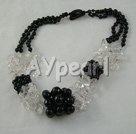 white crystal and black agate necklace under $ 30