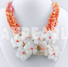 coral and shell flower necklace