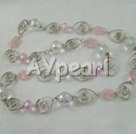 manmade crystal and rose quartz necklace under $18
