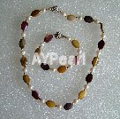 silver leaf agate and pearl sets