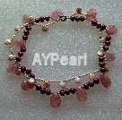 pearl and cherry quartz necklace