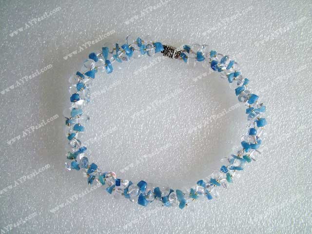 white crystal and blue agate necklace