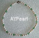 8-9mm pearl and aventurine necklace