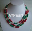 coral and turquoise strand necklace under $ 30