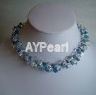white crystal and blue agate necklace