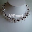 Discount white crystal and garnet necklace