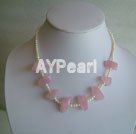 Handmade Rose quartz pearl necklace