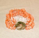 Handmade coral and Mother of pearl bracelet 