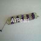 green rutilated quartz and amethyst strand bracelet
