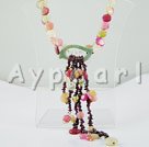 garnet three-colored jade necklace