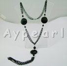 black agate charm necklace