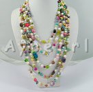 multi color pearl crystal strand necklace