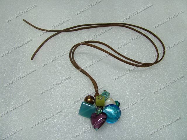 crystal and colored glaze necklace