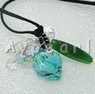 Discount crystal and turquoise and colored glaze necklace