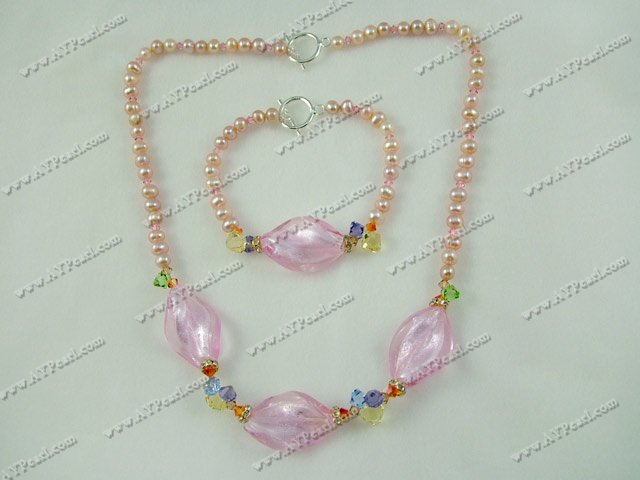 pearl and austrian crystal and colored glaze sets