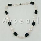 pearl and black agate necklace under $18