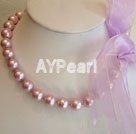 Discount 12mm purple seashell beaded necklace