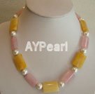 yellow jade and rose quartz choker necklace under $ 30