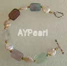 pearl and rainbow fluorite charm bracelet under $ 8