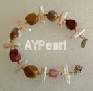 biwa pearl and silver leaf agate bracelet