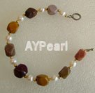 Discount fashion silver leaf agate bracelet