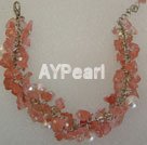 Handmade Cherry quartz and pearl bracelet