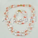 coin pearl and coral and austrian crystal sets under $ 40