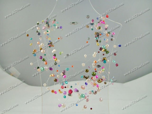 pearl and austrian crystal necklace