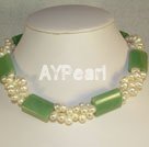 pearl and green aventurine necklace