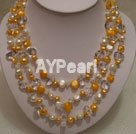 Handmade crystal pearl necklace