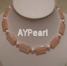 pearl and rose quartz necklace under $ 15