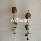 green piebald stone earrings