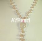 fashion rose quartz necklace under $ 8