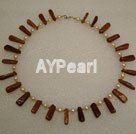 Bridal pearl and goldstone chips necklace