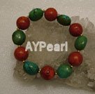 sponge coral and turquoise stretch bracelet under $12