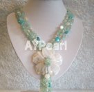 Handmade Aquamarine chips and Mother of pearl necklace