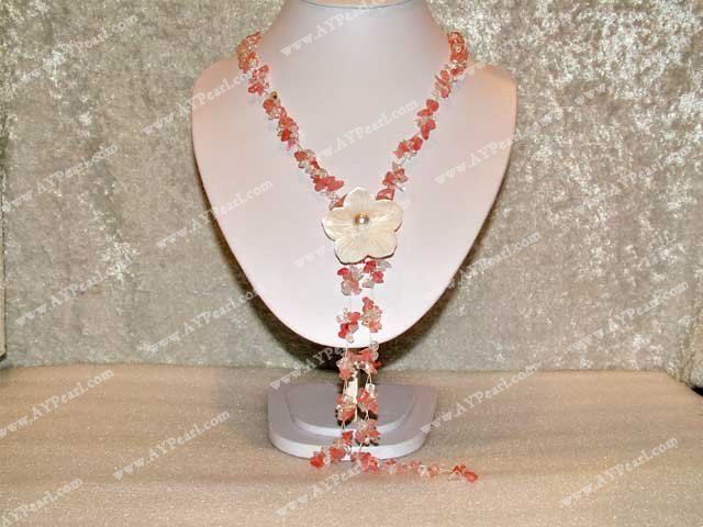 crystal and shell flower necklace