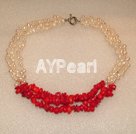 pearl and coral strand necklace