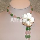 gemstone and shell flower necklace under $ 30