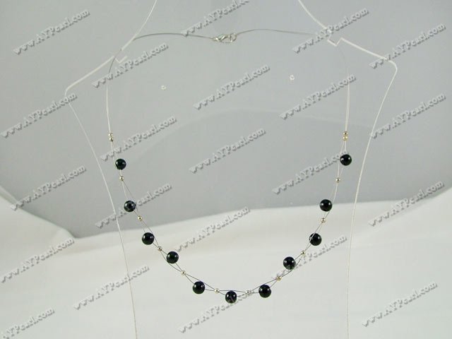 8mm black stone necklace
